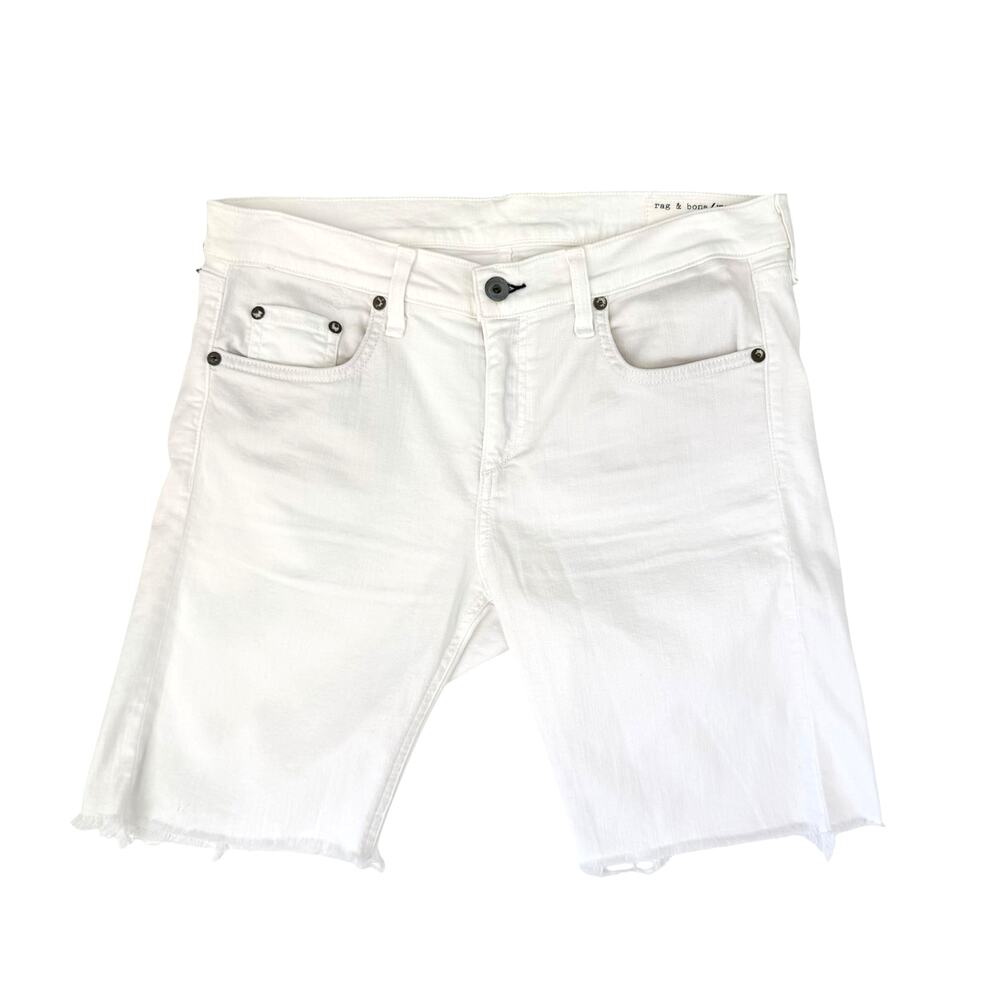 Rag & Bone NWT Walking Shorts Bright White Stretch Denim Cut Off Bermuda Classic